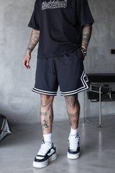 PANTALON SCURT NEGRU "GYM COURT"